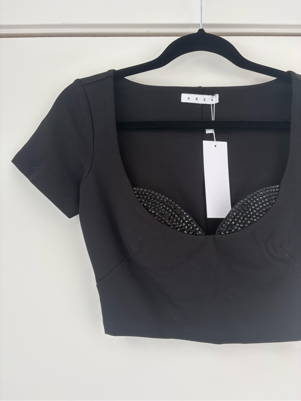 NWT Area Crystal Cup Black T Shirt Top XS - Picture 7 of 16